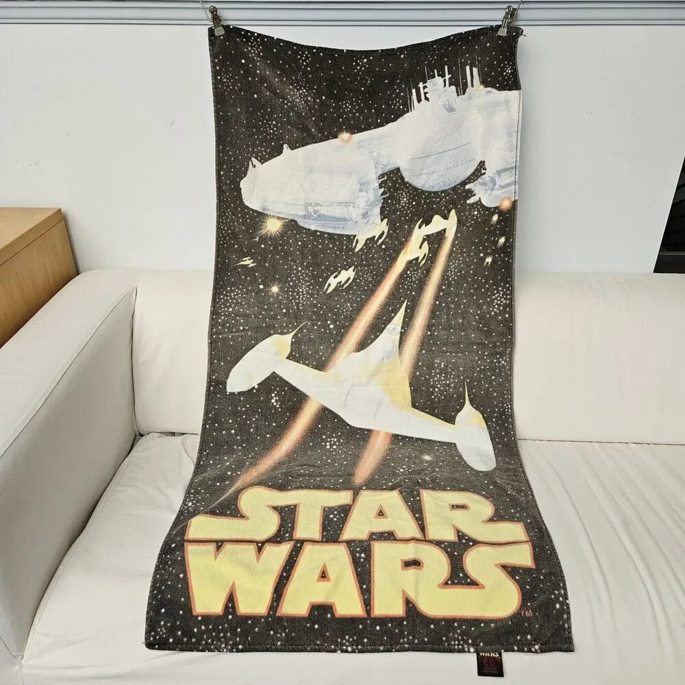 Vintage Star Wars Naboo StarFighter Beach Towel Anakin Phantom Menace 54”x27”